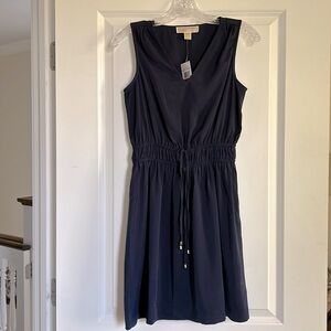Michael Kors XS sleeveless navy dress NWT. Classy basic w/elegant style!